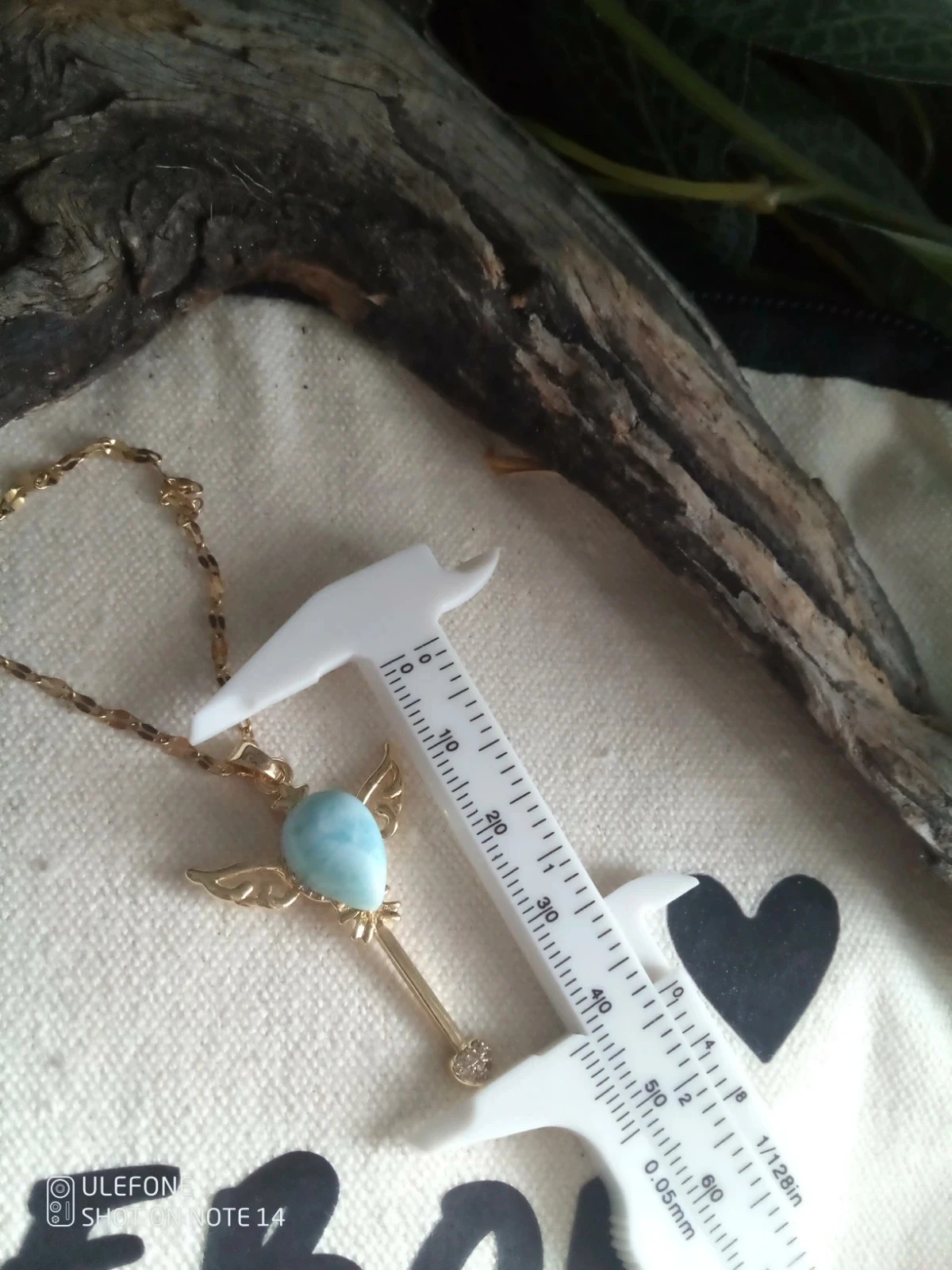 Colar chave com asa de pedra de larimar – photo 2